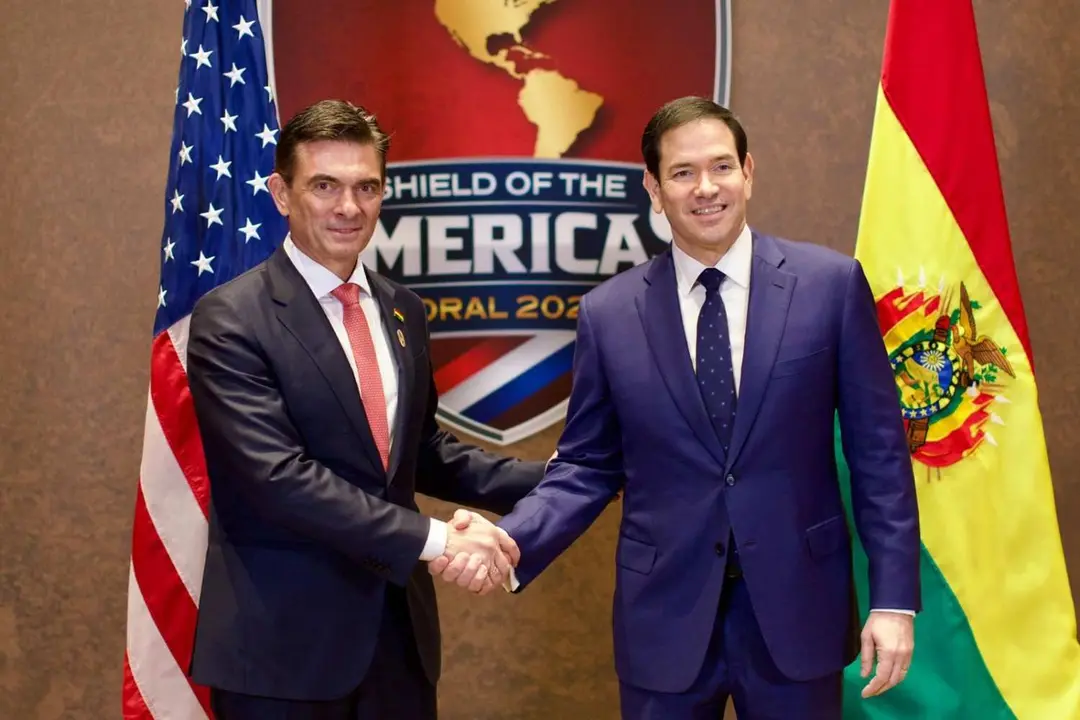 Presidente de Bolivia, Rodrigo Paz y el Secretario de Estado de los Estados Unidos, Marco Rubio. (Foto: Rodrigo Paz)
