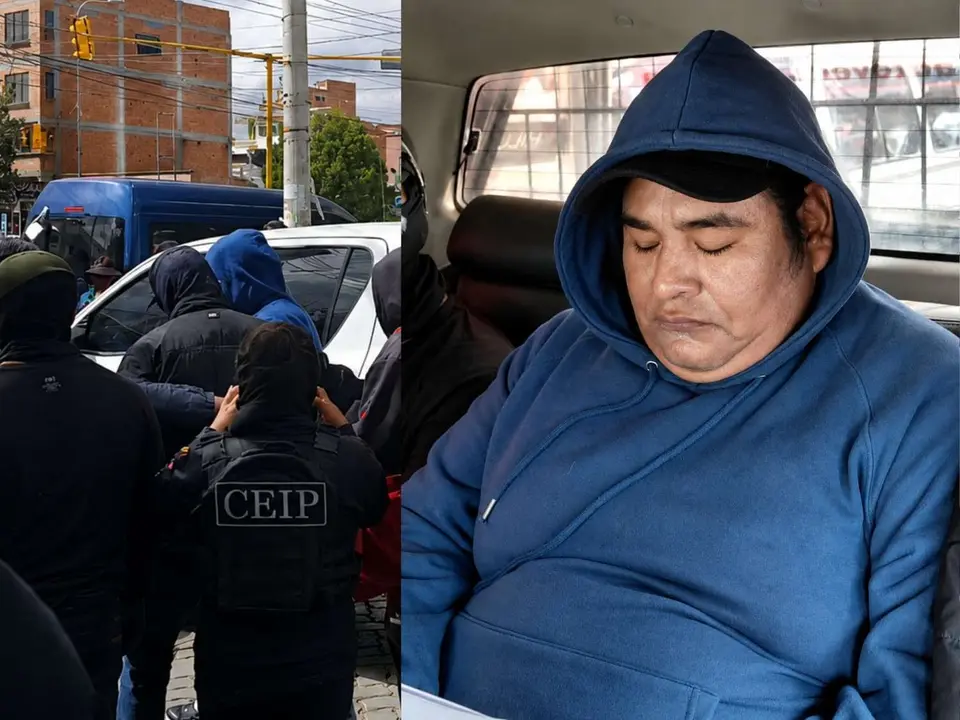 Polic&iacute;a aprehende a Vicente Salazar y lo traslada a dependencias de la FELCC en La Paz (Foto: Ministerio de Gobierno)