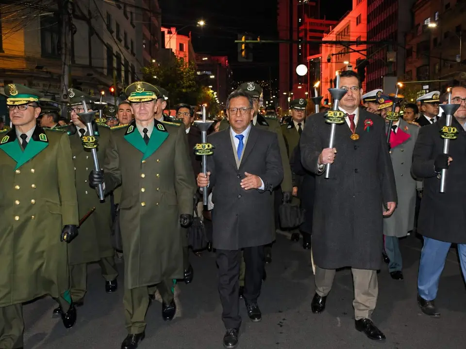 Ministro  de Gobierno, Dr. Marco Antonio Oviedo y el Comandante  General de la Polic&iacute;a Boliviana, Gral. 1ro Mirko Sokol (Foto: Ministerio de Gobierno)