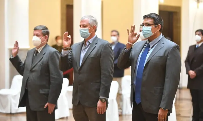 Branko Marinkovic, Gonzalo Quiroga y &Aacute;lvaro Tejerina como nuevos ministros de Econom&iacute;a, de Planificaci&oacute;n del Desarrollo y de Trabajo, respectivamente Foto: ABI