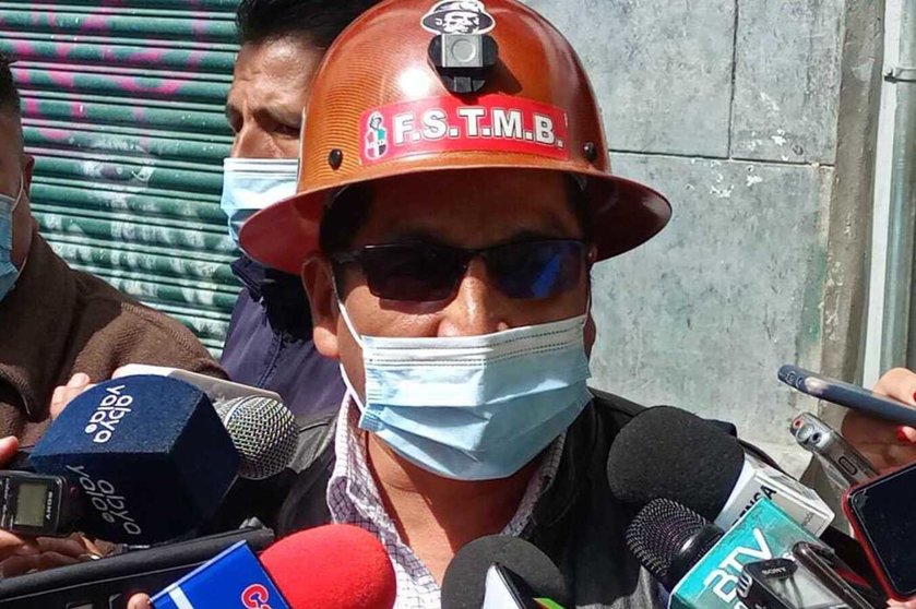 Gonzalo Quispe, secretario de la Federación Sindical de Trabajadores Mineros de Bolivia. (Foto: Éxito Noticias).