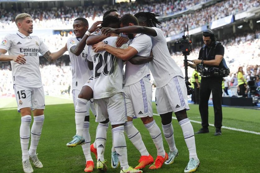 Los jugadores del Real Madrid celebrando un gol en el 'Bernabeu'. (Foto: Marca).