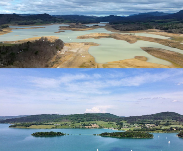 Lago Montbel antes y después