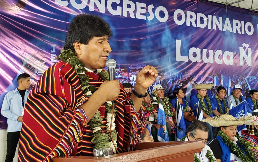 Evo Morales en el congreso masista de Lauca Ñ. (Foto: La Razón).