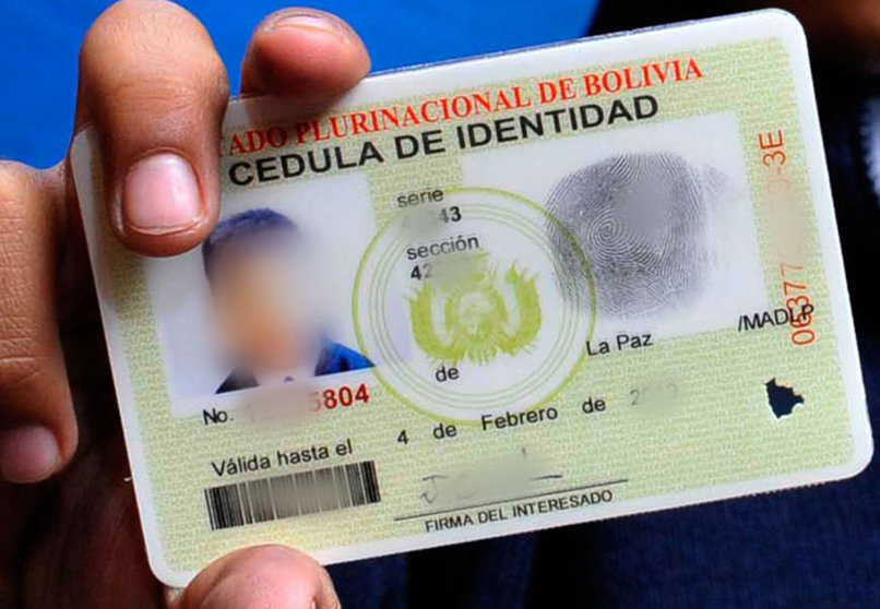 Cédula de identidad boliviana. (Foto: La Patria).