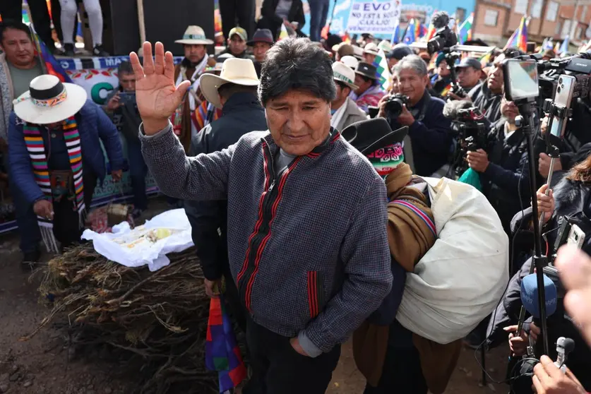 Evo Morales en la marcha desde Caracollo. (Foto: Qu&eacute; Pasa Media).