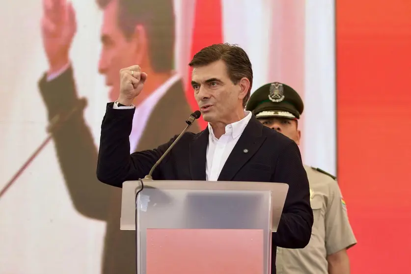 Rodrigo Paz durante la inauguraci&oacute;n de un frigor&iacute;fico en Puerto Pailas Foto: RRSS