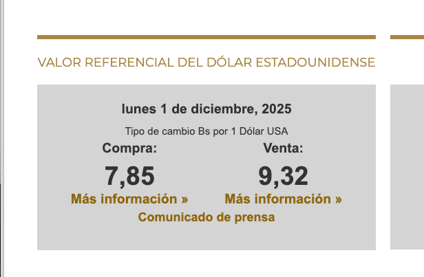 VALOR REFERENCIAL DEL D&Oacute;LAR ESTADOUNIDENSE