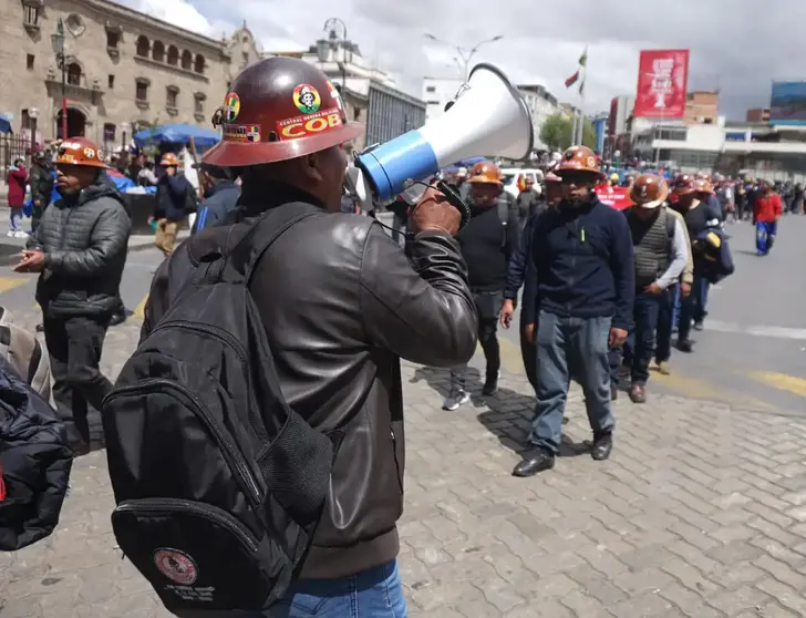 Manifestaci&oacute;n minera. (Foto. La Raz&oacute;n).