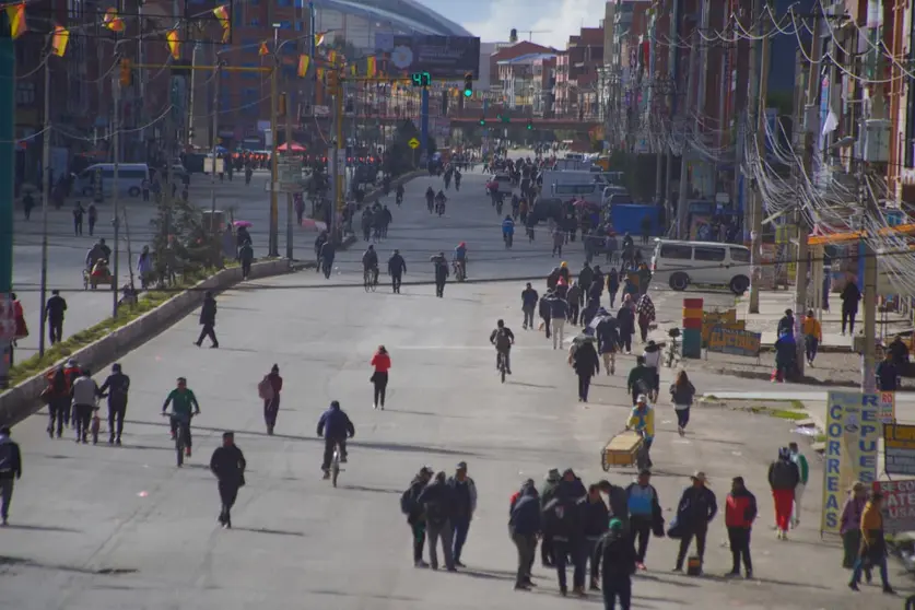 Paro de transporte en El Alto.