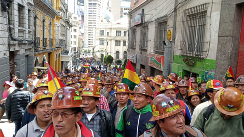 Mineros marchan en La Paz Foto: Sputnik / Marco Teruggi