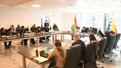 La Comisi&oacute;n Mixta de Constituci&oacute;n, Legislaci&oacute;n y Sistema Electoral en su primera sesi&oacute;n. (Foto: Senado Bolivia)