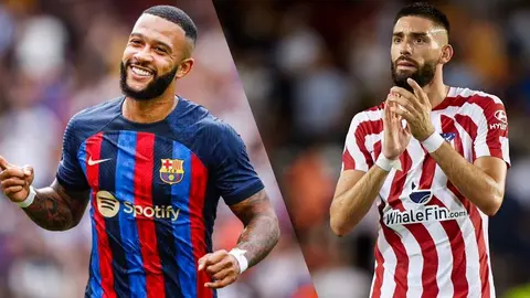 Memphis Depay y Yannick Carrasco. (Foto: Telemadrid).