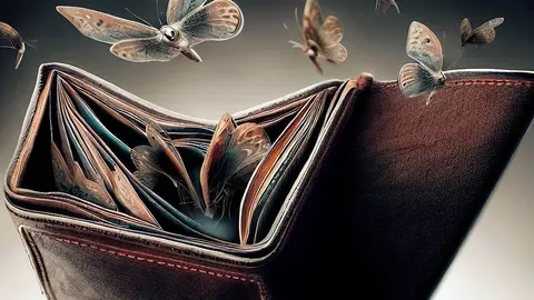 Billetera con polillas. Imagen: IA