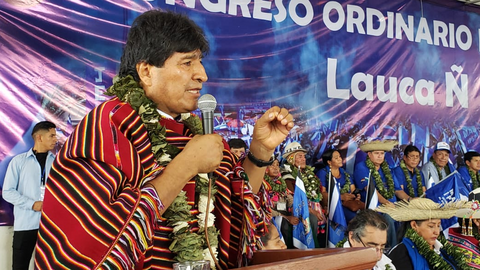 Evo Morales en el congreso masista de Lauca &Ntilde;. (Foto: La Raz&oacute;n).