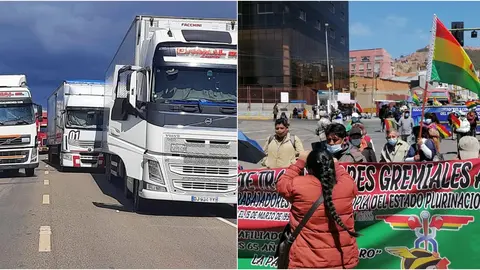 Sectores sociales en protesta. (Foto: Erbol y La Raz&oacute;n)
