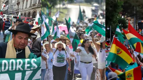 Sectores sociales en protestas. (Foto. Erbol y La Raz&oacute;n)