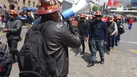 Manifestaci&oacute;n minera. (Foto. La Raz&oacute;n).