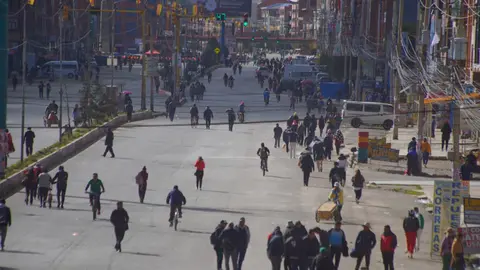 Paro de transporte en El Alto.