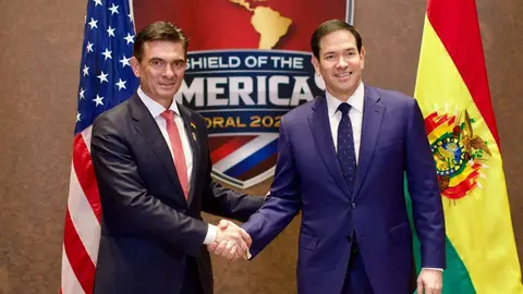 Presidente de Bolivia, Rodrigo Paz y el Secretario de Estado de los Estados Unidos, Marco Rubio. (Foto: Rodrigo Paz)