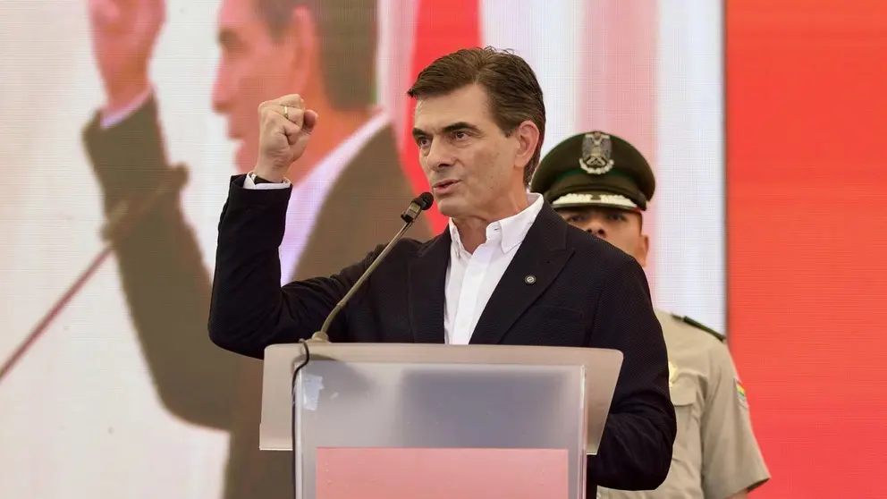 Rodrigo Paz durante la inauguraci&oacute;n de un frigor&iacute;fico en Puerto Pailas Foto: RRSS