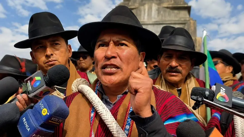 El representante de la Federaci&oacute;n Departamental &Uacute;nica de Trabajadores Campesinos de La Paz "T&uacute;pac Katari", David Mamani (Foto: RRSS)